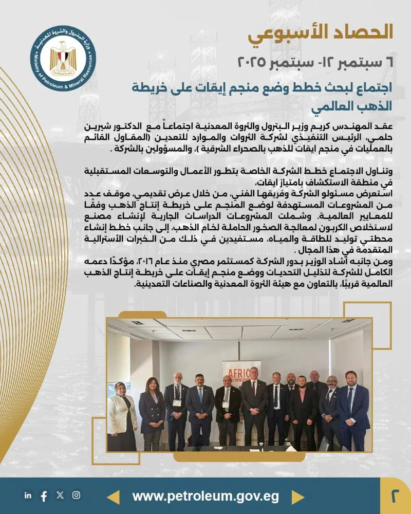  أبرز أنشطة وزير البترول خلال الأسبوع الماضي