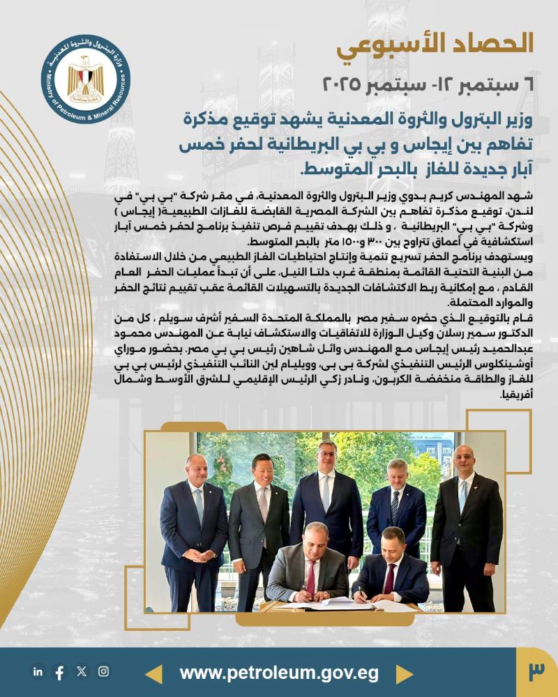  أبرز أنشطة وزير البترول خلال الأسبوع الماضي
