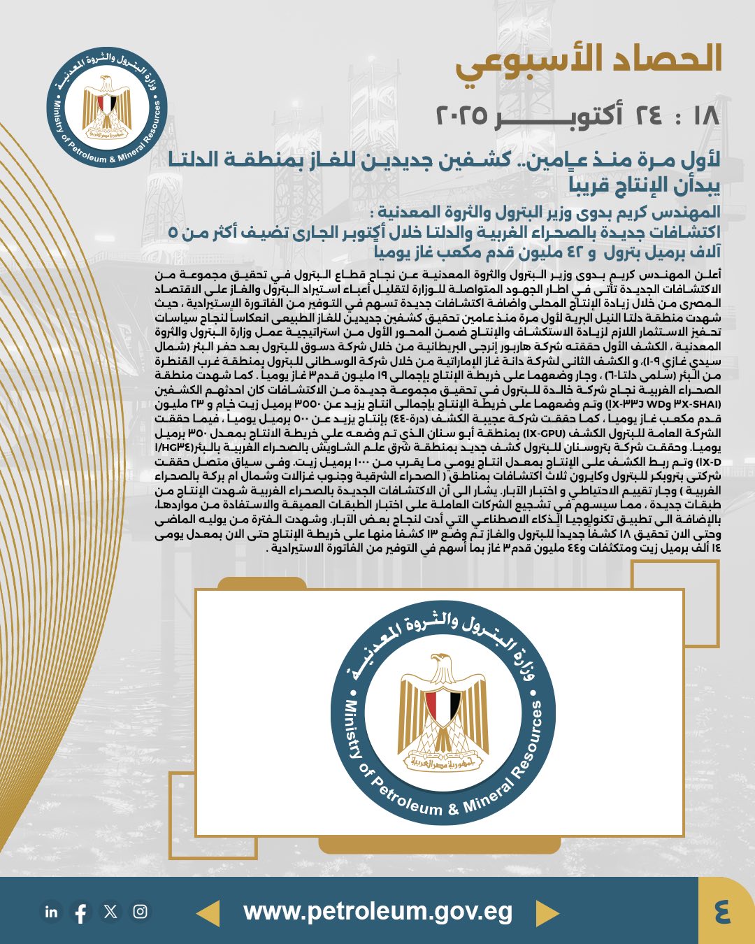 لأول مرة منذ عامين.. كشفين جديدين للغاز بمنطقة الدلتا النيل يبدأن الإنتاج قريبًا