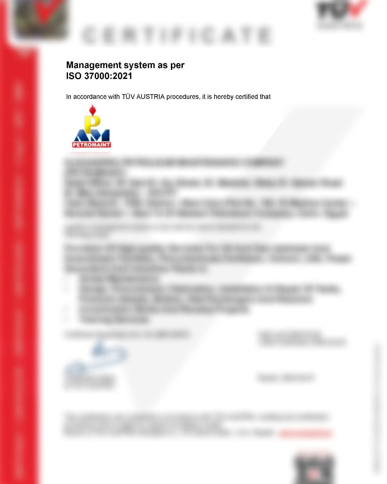 بترومنت تجدد شهادة الأيزو لحوكمة الشركات