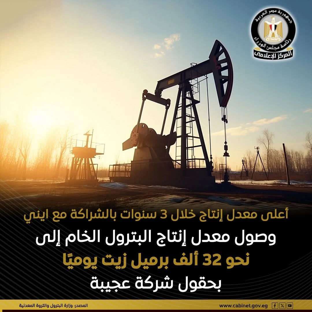مجلس الوزراء يسلط الضوء على النتائج المتميزة لـ شركة عجيبة في زيادة إنتاج البترول بالصحراء الغربية