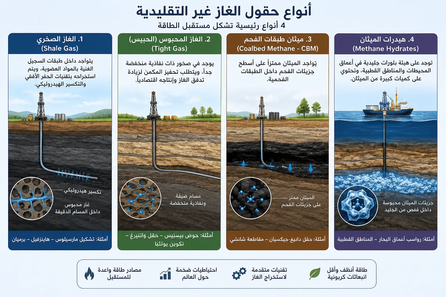 أنواع حقول الغاز غير التقليدية 