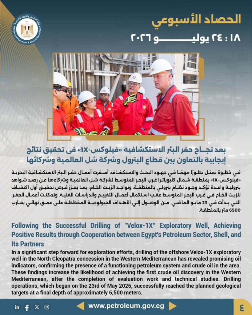 الحصاد الأسبوعي لوزارة البترول 